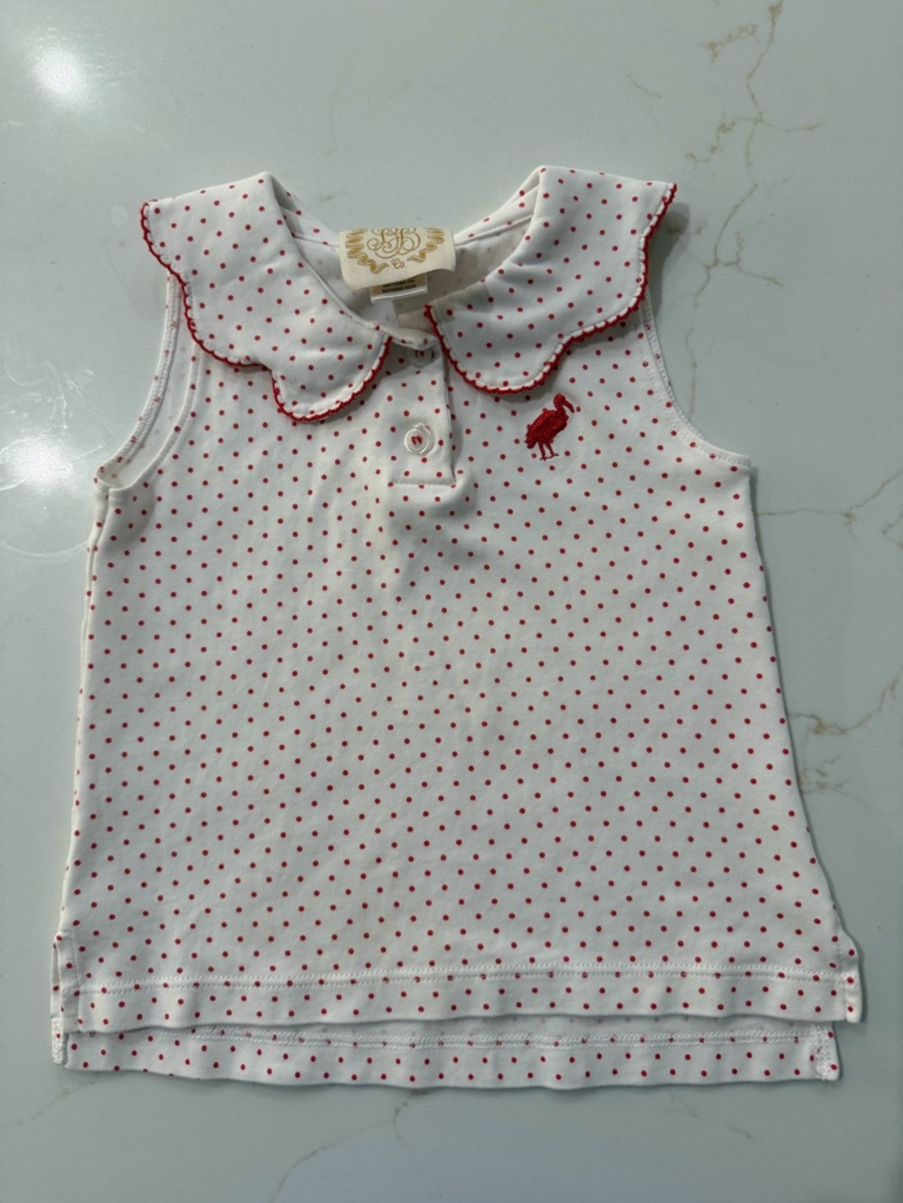 The Beaufort Bonnet Company White & Red Polka Dot Sleeveless Top